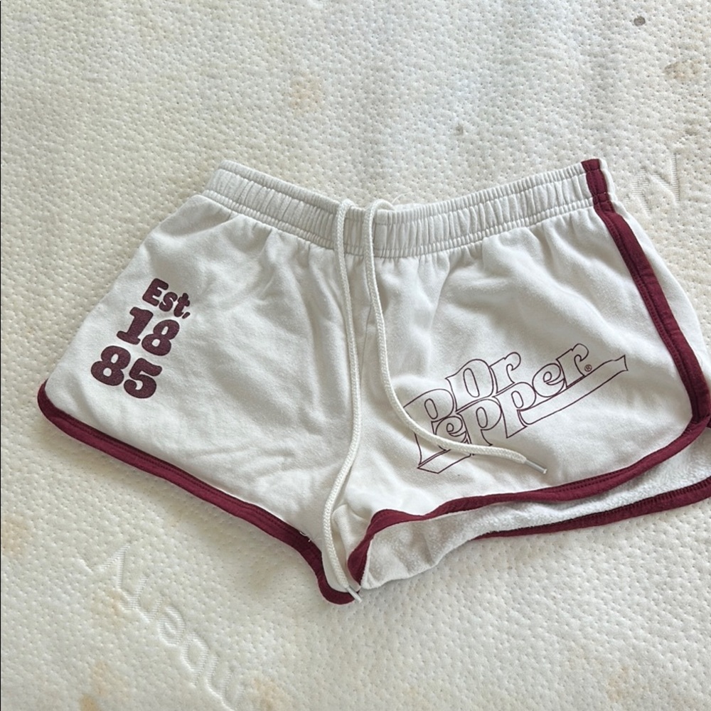 Dr Pepper Women's White and Maroon Shorts